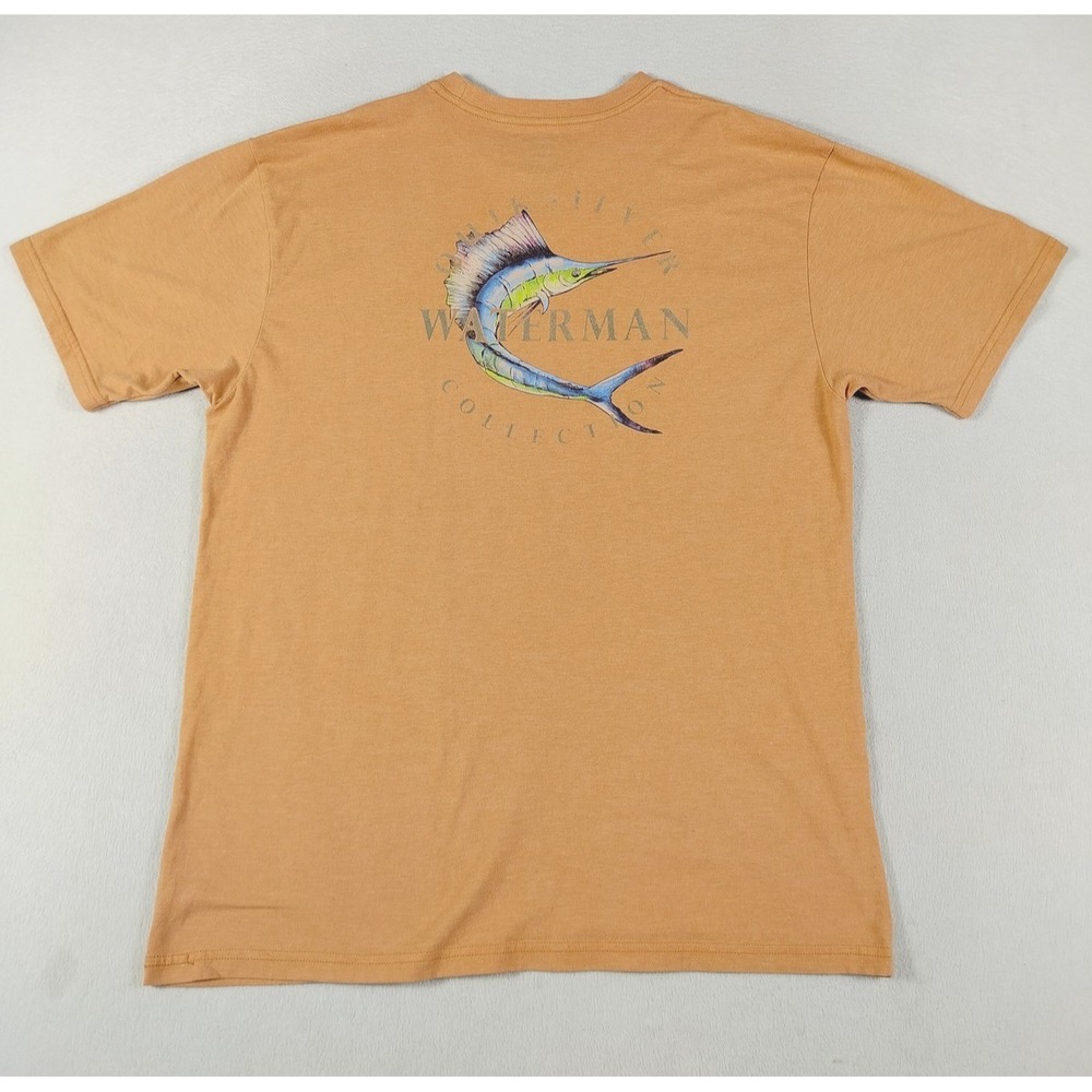 Quiksilver‎ Waterman Shirt Mens Large Orange Marlin Fish Graphic Tee Ocean